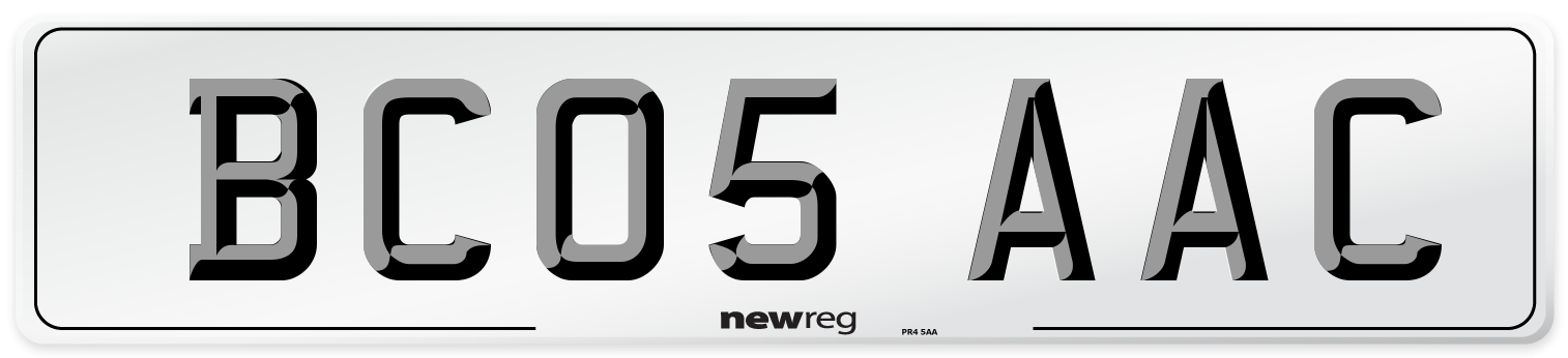 BC05 AAC Number Plate from New Reg